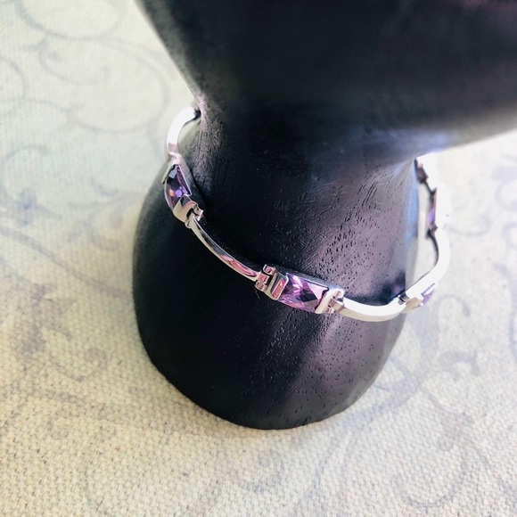 Sterling Silver Amethyst Gemstone Bracelet Brand New Size 7” - Picture 2 of 2